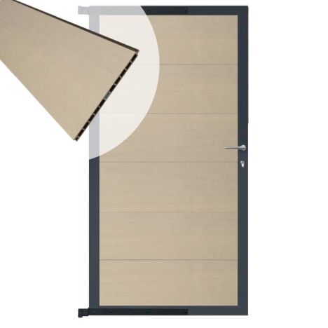 Tuindeur composiet Como beige met antraciet alu kader (90 x 180 cm)