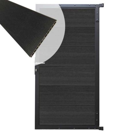 Tuindeur composiet Como antraciet met antraciet alu kader (90 x 180 cm)