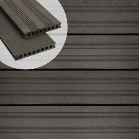 Vlonderplank composiet semi massief 2,1 x 14 cm antraciet (4 mtr) fijne ribbel en vlak