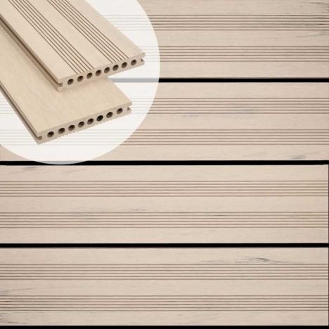 Vlonderplank composiet semi massief 2,1 x 14 cm steengrijs gevlamd  (4 mtr) fijne ribbel en vlak