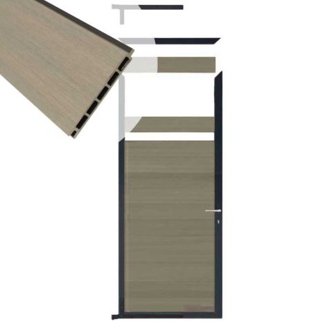 Tuindeur composiet Garda vergrijsd bruin met antraciet alu kader (90 x 200 cm)