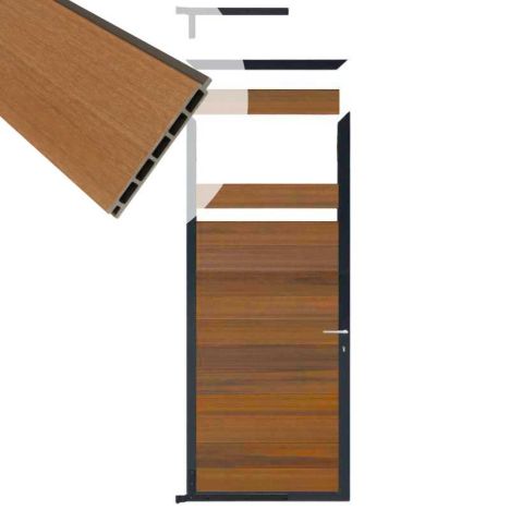 Tuindeur composiet Garda teak met antraciet alu kader (90 x 200 cm)