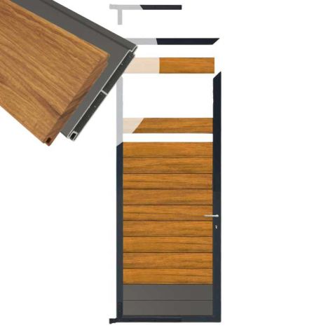 Tuindeur aluminium antraciet frame Mix & Match - hardhout Thermo Fraké / alu antraciet (90 x 200 cm)
