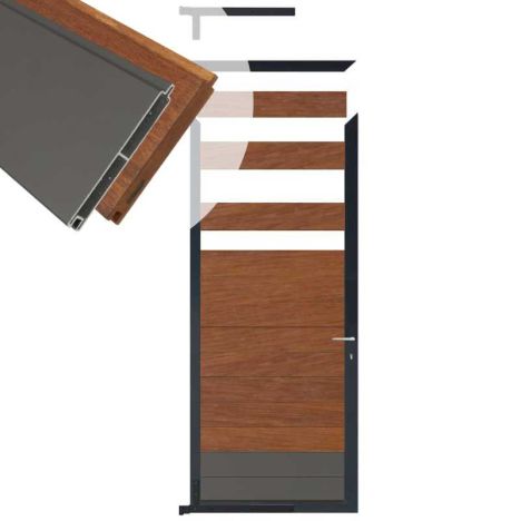 Tuindeur aluminium antraciet frame Mix & Match - hardhout Bamboe / alu antraciet (90 x 200 cm)