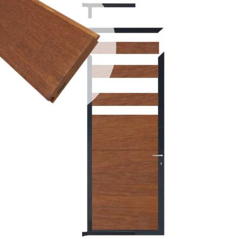 Tuindeur aluminium antraciet frame Mix & Match - hardhout Bamboe (90 x 200 cm)