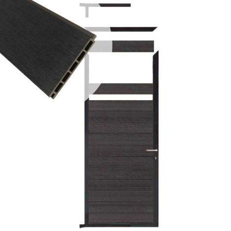 Tuindeur composiet Garda antraciet met antraciet alu kader (90 x 200 cm)