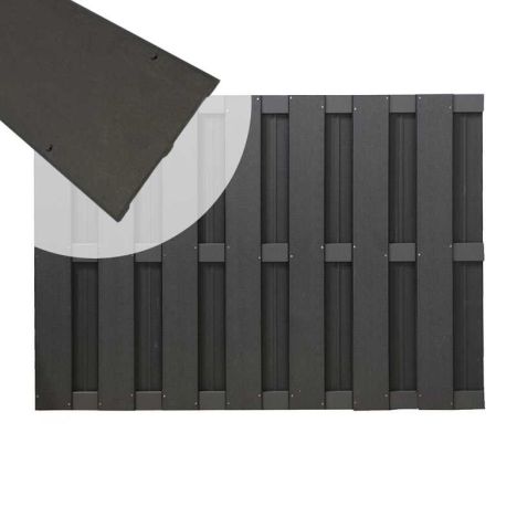 Schutting composiet Bari antraciet met antraciet aluminium frame (180 x 123 cm)