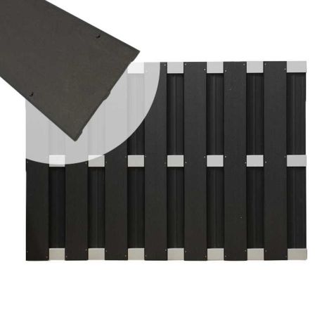 Schutting composiet Bari antraciet met blank aluminium frame (180 x 123 cm)
