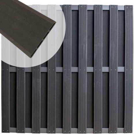 Schutting composiet Capri antraciet met antraciet aluminium frame (180 x 180 cm)