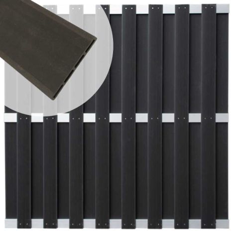 Schutting composiet Capri antraciet met blank aluminium frame (180 x 180 cm)