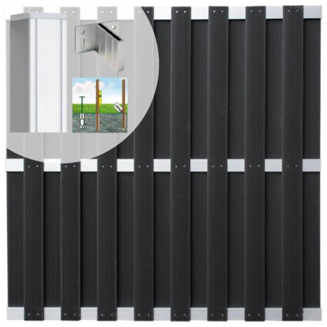 Schutting set composiet Capri antraciet met blank aluminium frame ( 9,41 meter)