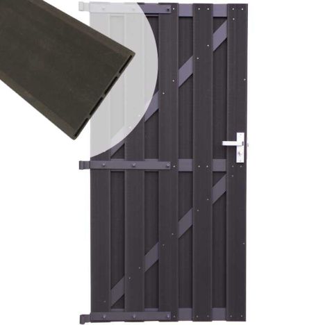 Tuindeur composiet Capri antraciet met antraciet alu frame incl. hang&sluitwerk (90 x 180 cm)