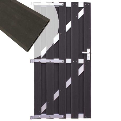 Tuindeur composiet Capri antraciet met blank alu frame incl. hang&sluitwerk (90 x 180 cm)