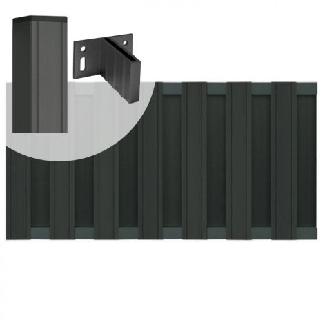 Tuinhek set composiet Stijl antraciet met antraciet aluminium frame (5,68 mtr)