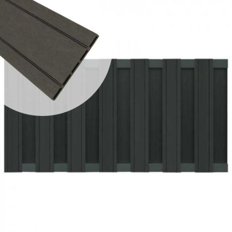 Tuinhek composiet Stijl antraciet met antraciet aluminium frame (180 x 93 cm)