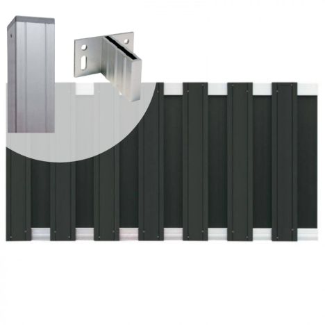 Tuinhek set composiet Stijl antraciet met blank aluminium frame (5,68 mtr)