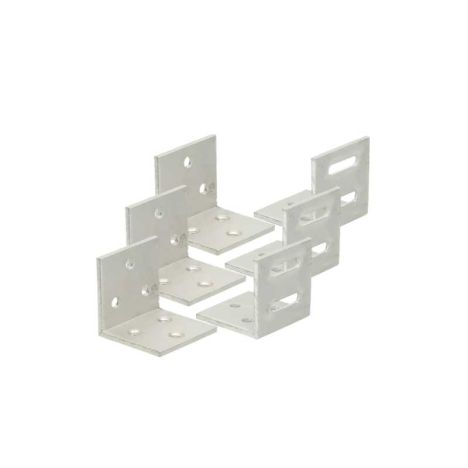 Bevestigingshoekjes - blank aluminium met schroeven - 6 stuks