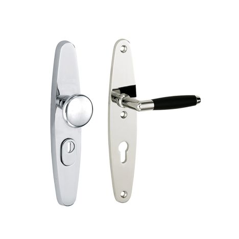 Veiligheidsset knop/kruk Forza - Justus II ovaal kerntrek rechts - Glans Nikkel