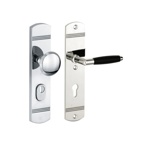 Veiligheidsset knop/kruk Forza - Jolande II rechthoekig kerntrek rechts - Glans Nikkel