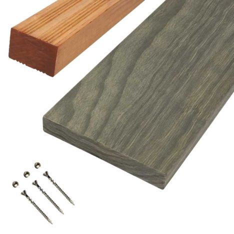 Vlonderplank totaalpakket hardhout Accoya gray 2,5 x 14,5 cm (4,80 mtr) vlak