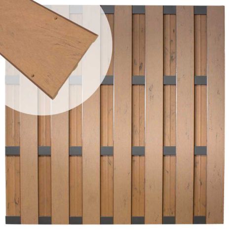 Schutting composiet Bari bruin gevlamd met antraciet aluminium frame (180 x 180 cm)