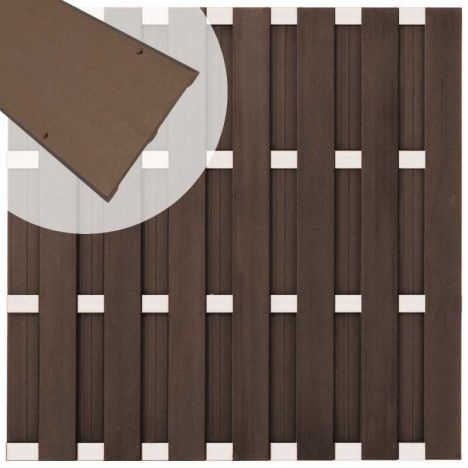 Schutting composiet Bari donker bruin met blank aluminium frame (180 x 180 cm)
