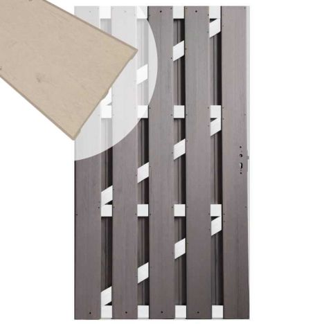 Tuindeur composiet Bari steengrijs gevlamd met blank alu frame incl. beslag (100 x 180 cm)