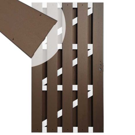 Tuindeur composiet Bari donker bruin met blank alu frame incl. beslag (100 x 180 cm)