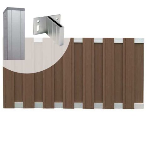 Tuinhek set composiet Stijl bruin met blank aluminium frame (7,54 mtr)