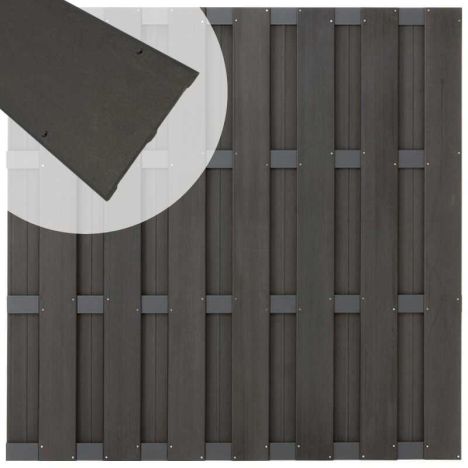 Zelfbouw schutting composiet Bari antraciet met antraciet alu accessoires (180 x 180 cm)