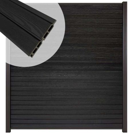 Zelfbouw schutting composiet Rhombus Double zwart - antraciet alu accessoires (180 x 200 cm)