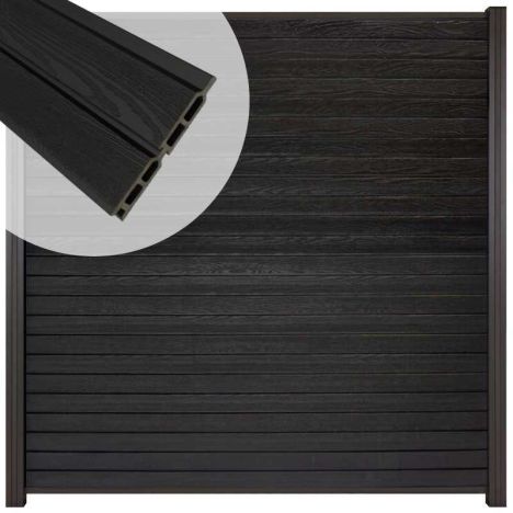 Zelfbouw schutting composiet Rhombus Double zwart - antraciet alu accessoires (180 x 180 cm)