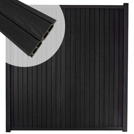 Zelfbouw schutting verticaal Rhombus Double zwart - zwart alu accessoires (170 x 180 cm)