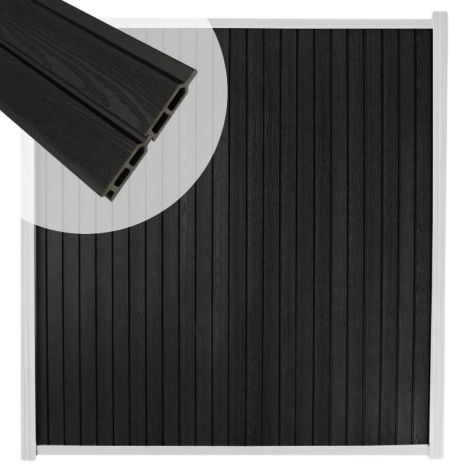 Zelfbouw schutting verticaal Rhombus Double zwart - wit alu accessoires (170 x 180 cm)