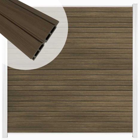 Zelfbouw schutting composiet Rhombus Double ipé - wit alu accessoires (180 x 180 cm)