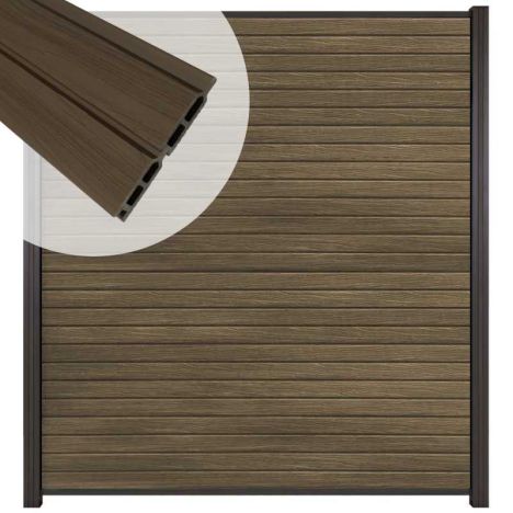 Zelfbouw schutting composiet Rhombus Double ipé - antraciet alu accessoires (180 x 200 cm)