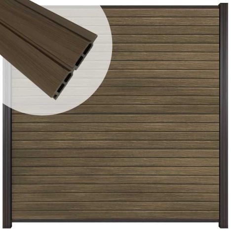 Zelfbouw schutting composiet Rhombus Double ipé - antraciet alu accessoires (180 x 180 cm)