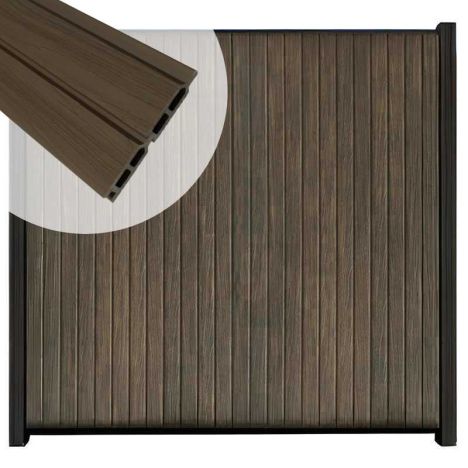 Zelfbouw schutting verticaal Rhombus Double ipé - zwart alu accessoires (170 x 180 cm)