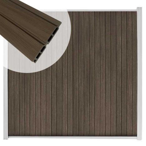 Zelfbouw schutting verticaal Rhombus Double ipé - wit alu accessoires (170 x 180 cm)