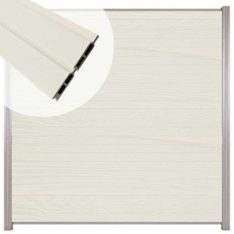 Zelfbouw schutting composiet Rhombus Double wit - blank alu accessoires (180 x 180 cm)