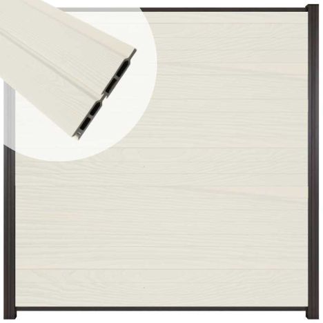 Zelfbouw schutting composiet Rhombus Double wit - antraciet alu accessoires (180 x 180 cm)