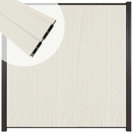 Zelfbouw schutting verticaal Rhombus Double wit - antraciet alu accessoires (170 x 180 cm