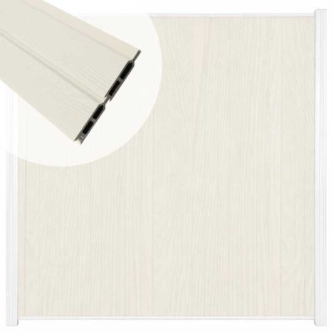 Zelfbouw schutting verticaal Rhombus Double wit - wit alu accessoires (170 x 180 cm)