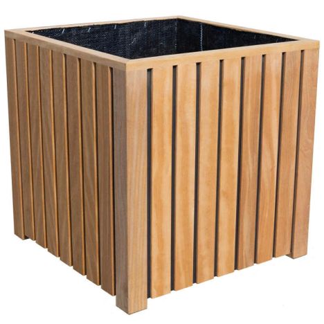 Plantenbak hardhout Stripes black 50 x 50 x 50 cm geolied
