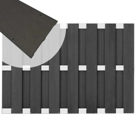 Zelfbouw schutting composiet Bari antraciet met blank alu accessoires (180 x 123 cm)