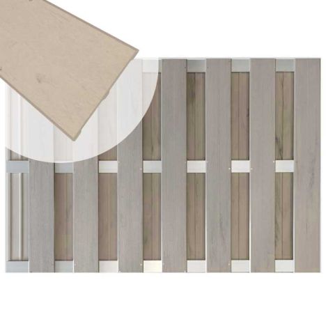 Zelfbouw schutting composiet Bari steengrijs gevlamd met blank alu accessoires (180 x 123 cm)