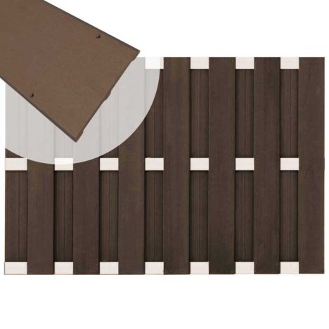 Zelfbouw schutting composiet Bari donkerbruin met blank alu accessoires (180 x 123 cm)