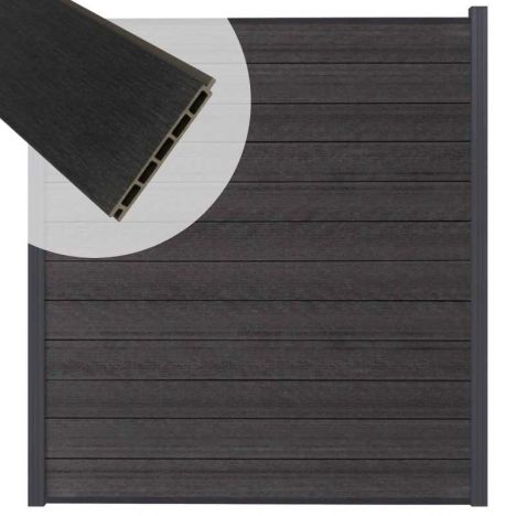 Schutting composiet co-extrusie Garda antraciet met antraciet aluminium kader (180 x 180 cm)