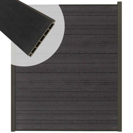 Schutting composiet co-extrusie Garda antraciet met antraciet aluminium kader (180 x 200 cm)