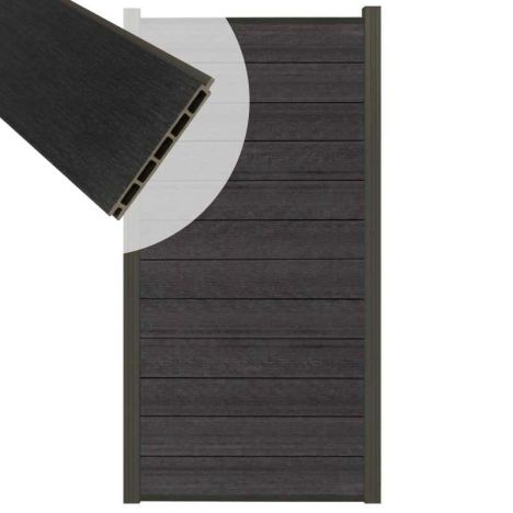 Schutting composiet co-extrusie Garda antraciet met antraciet aluminium kader (90 x 180 cm)